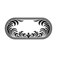 Elegant Black Floral Oval Frame on White Background. vector