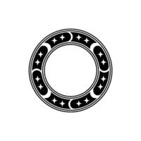 Celestial Circle Emblem in Black and White - Minimalist. vector
