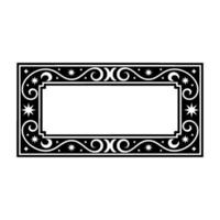 Decorative Rectangular Frame Swirls, Stars, and Ornate Border. vector