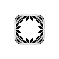Minimalist Leaf Wreath with Rounded Corners. vector
