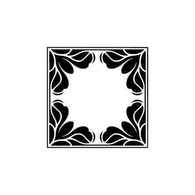 Elegant Black Floral Frame on Gradiant Background.