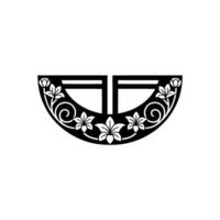 Elegant Floral Element in Black White. vector
