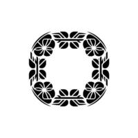 Geometric Floral Frame Minimalist Black White Decorative Element. vector