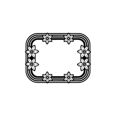 Floral Frame , Black and White Border, Decorative.