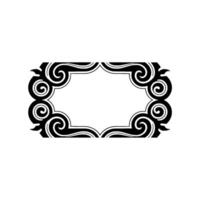 Elegant Ornamental Frame with Swirls, Black White, Isolated on Gray. vector