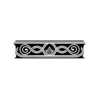 Decorative Black and White Border Floral and Swirl Ornament on White. vector