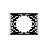 Ornate Black White Frame with Floral Motif - Elegant. vector