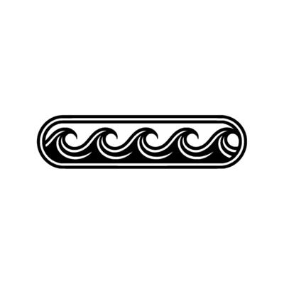 Minimalist Wave Pattern Border Illustration Black White Ocean.