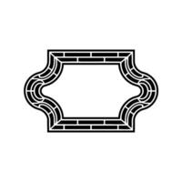 Geometric Ornamented Frame, Black on White, Minimalist. vector