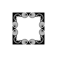 Elegant Black White Frame with Shell Motif - Minimalist. vector