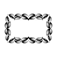 Elegant Black Leaf Frame on White Background Minimalist. vector