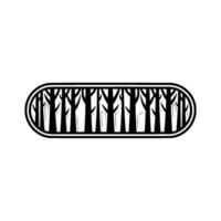 Forest Silhouette Emblem in a Capsule Shape, Minimalist. vector
