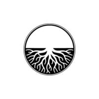 Minimalist Circle Tree Root , Modern , Black and White. vector
