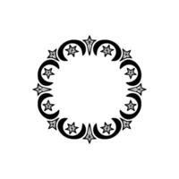 Celestial Frame Stars and Crescent Moon Circle, Minimalist. vector