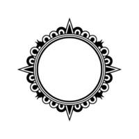 Elegant Circular Frame with Decorative Geometric Elements on White. vector