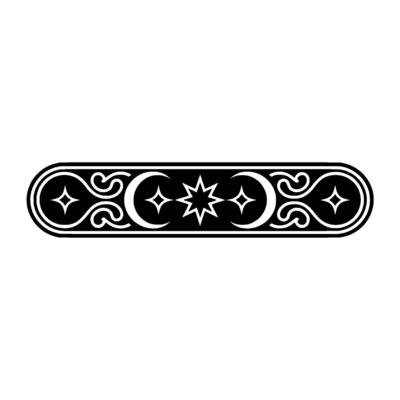 Black and White Celestial Ornament, Decorative Border Element.