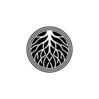 Circular Tree Roots , Minimalist , Black and White. vector