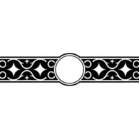 Elegant Black White Ornamental Border with Circle Element. vector