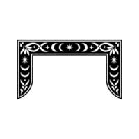 Celestial Archway Intricate Black and White Decorative Frame. vector