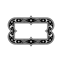 Ornate Black Frame with Stars and Curls, Blank Space. vector