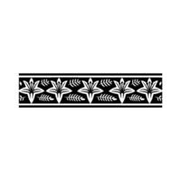 Elegant Floral Border in Black and White, Seamless Pattern. vector