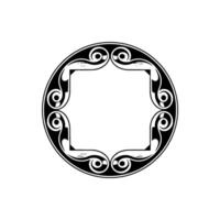 Intricate Black and White Circle Frame, Elegant Element, Minimalist Style. vector