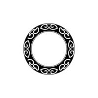 Black Circular Ornamental Frame on White Background, Minimalist. vector