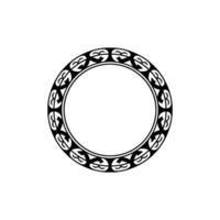 Decorative Circle Frame - Geometric Black Pattern on White Background. vector