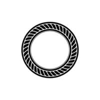 Black Circular Frame with Braided Border - Minimalist. vector