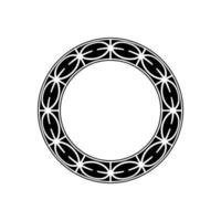 Geometric Circular Frame with Black and White Ornament on White Background. vector