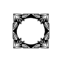 Elegant Black White Leaf Frame Circle Abstract Illustration. vector