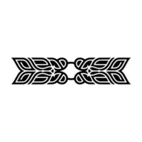 Black and White Ornamental Border with Geometric Leaf Motif. vector