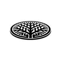 Minimalist Tree - Black and White, Circle Emblem. vector