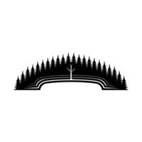 Minimalist Forest Silhouette Evergreen Trees Bare Tree. vector