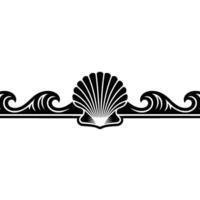 Elegant Shell and Wave Border, Nautical. vector