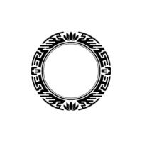 Elegant Black White Circular Frame with Floral Motif - Element. vector
