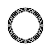 Ornamental Circle Frame in Black White, Minimalist. vector