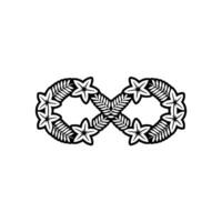 Floral Infinity Symbol, Minimalist , Black and White, Abstract. vector