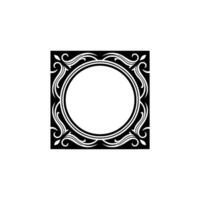 Elegant Black and White Decorative Frame with Circular Center. vector