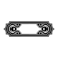 Decorative Rectangular Frame in Black and White - Ornamental Element. vector