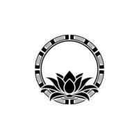 Elegant Lotus Flower with Geometric Frame. vector