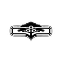 Minimalist Tree in a Decorative Black and White Frame. vector