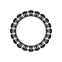 Elegant Black Circle Frame with Fan Motifs on White. vector