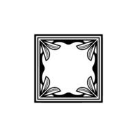 Elegant Black Floral Frame on Gradient Background - . vector