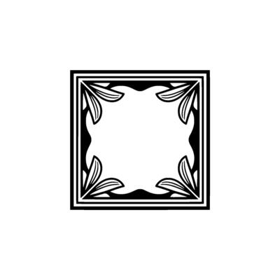 Elegant Black Floral Frame on Gradient Background - .