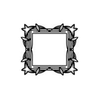 Elegant Floral Frame in Black and White, Art Deco Style. vector