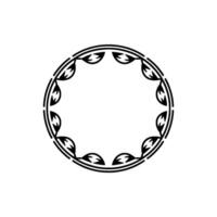 Minimalist Black Leaf Circle Border on White, Decorative Element. vector