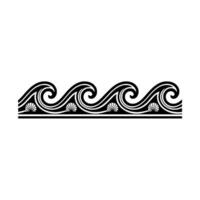 Elegant Black and White Wave Border with Shell Accents. vector