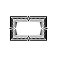 Ornate Black White Frame on White Background. vector