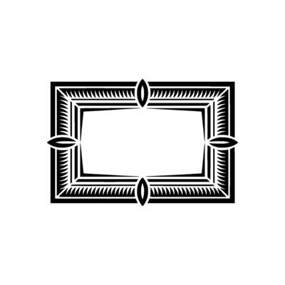 Ornate Black White Frame on White Background.